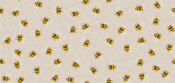 Baumwoll Druck Bienen auf Beige